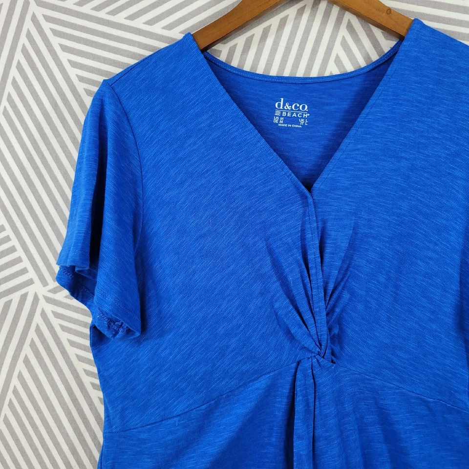 D&Co Playa Camiseta Vestido Talla Mediana Natación Encubrimiento Azul Hasta la Rodilla Tejido Delantero Foto 2 de 4