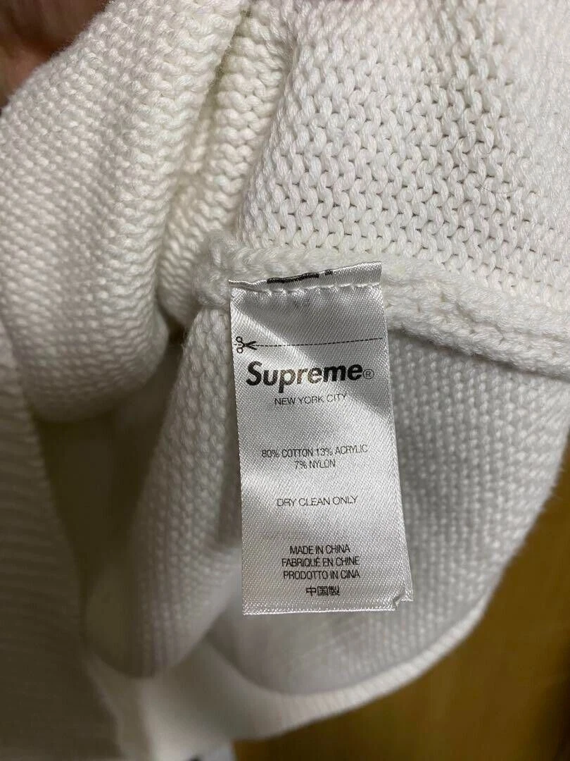 Supreme Chenille Logo Sweater white size XL used from Japan | eBay