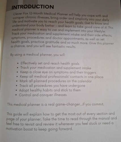 Clever Fox 12 Month Medical Planner Health Diary Wellness Daily Logbook Black - Picture 15 of 16