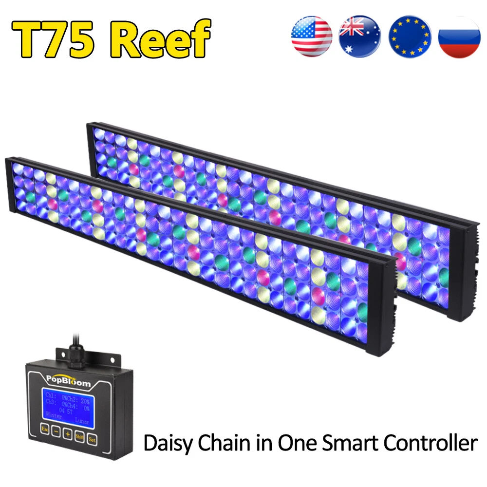 PopBloom T75 Marine Aquarium Led Light Full Spectrum for 90-360cm Marine Coral
