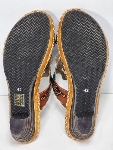Spring Step Floral Leather Wedge Heel Size EU 42 US 10.5 - 11 bohemian sandals - Picture 10 of 11