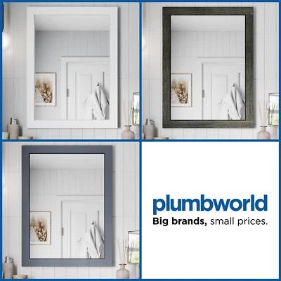 AFFINE Framed Wooden Bathroom Mirror Wood Frame Wall Mounted Vanity Mirrors Grey White