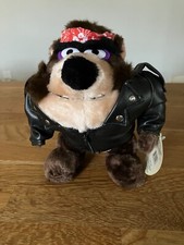 Taz Tasmanian Devil Biker stuffie plush in leather jacket 1993 NWT