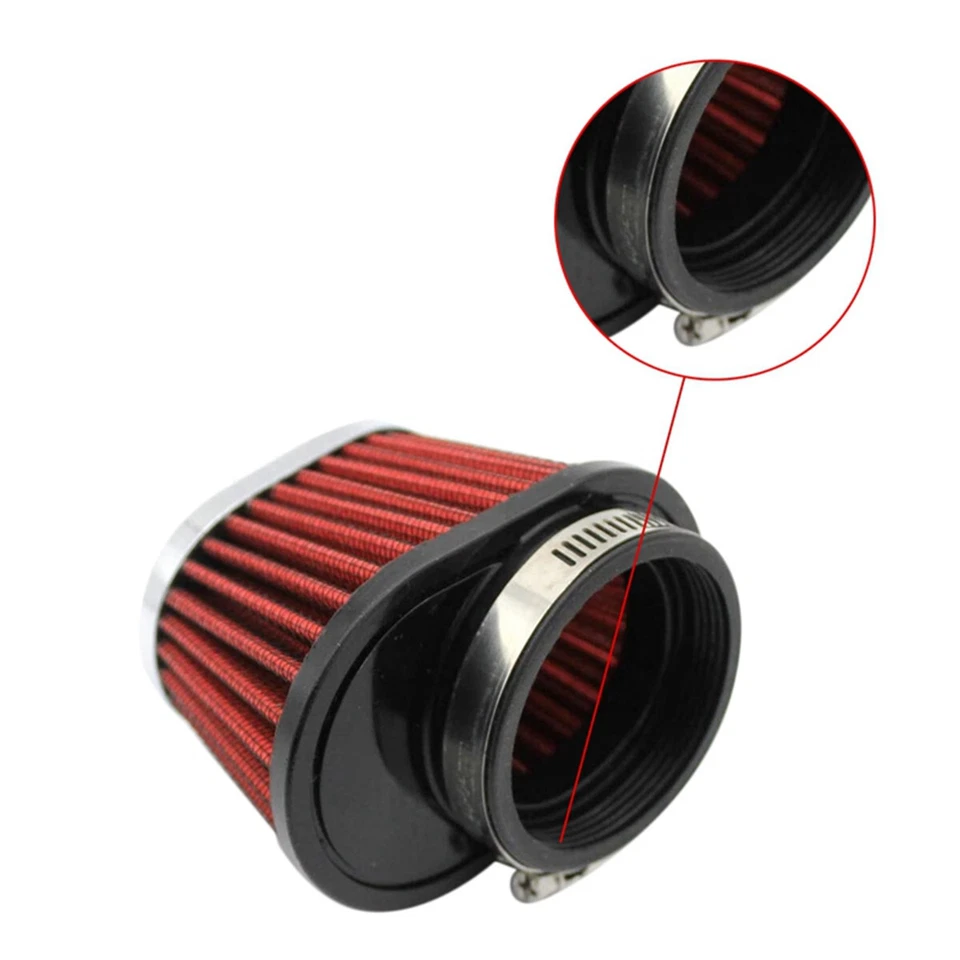 2.15in/55mm Car Metal Round Tapered Air Intake Filter High Flow Performance 2PCS - Image 2 of 4