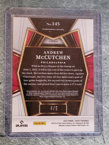 2022 Panini Select Baseball ANDREW McCutchen GREEN /5 🔥🔥💥💥 - Picture 2 of 2