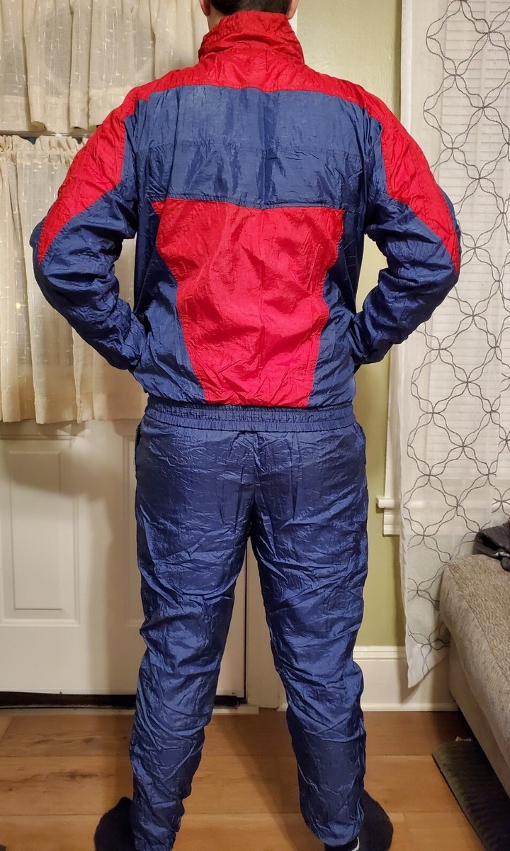 Vtg 90's Nylon Tracksuit Jacket & Pants Sz M. Color Block Vtg 90's Nylon Tracksuit Jacket & Pants Sz M. Color Block