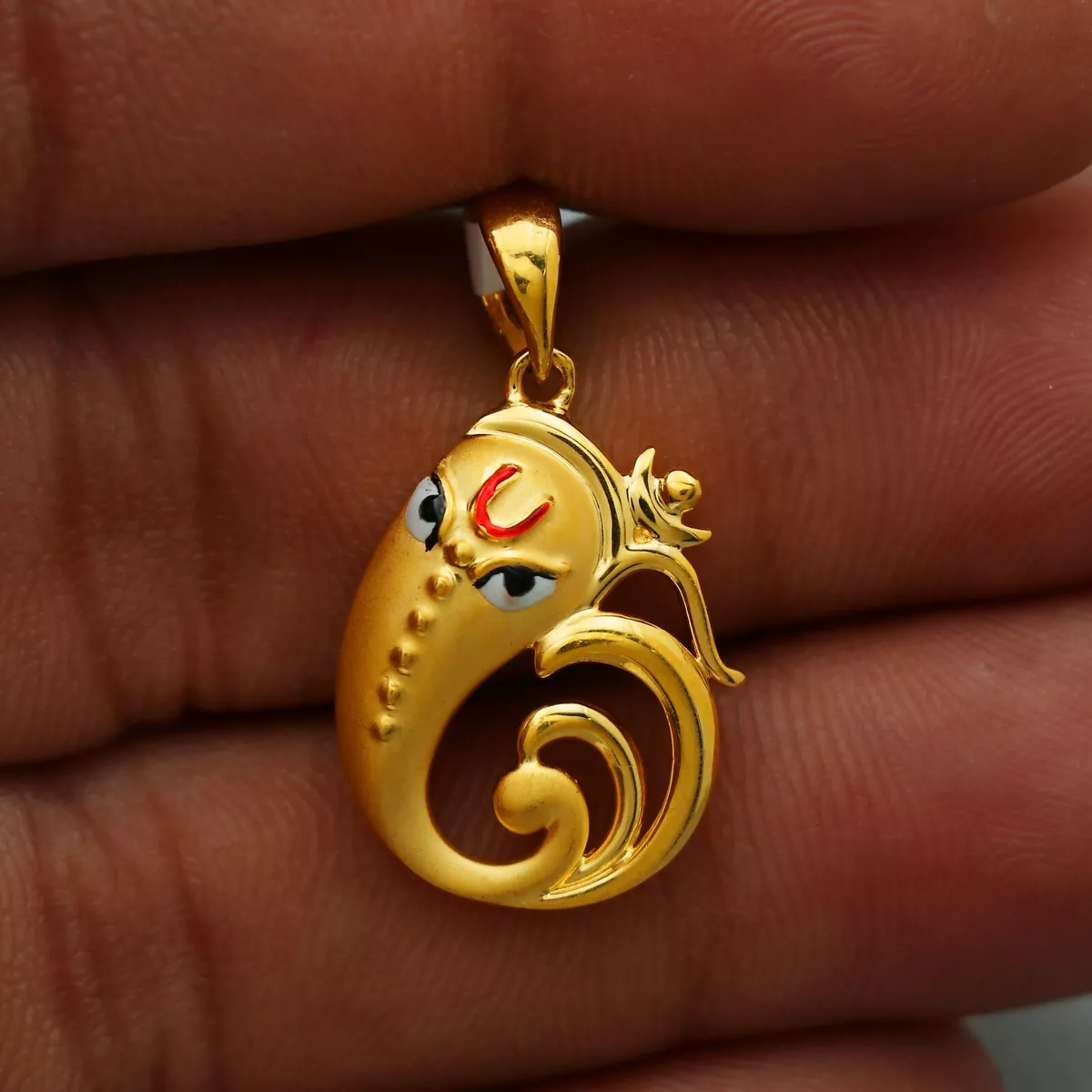 22k Yellow Gold Pendant Lord Ganesha Pendant Indian Handmade