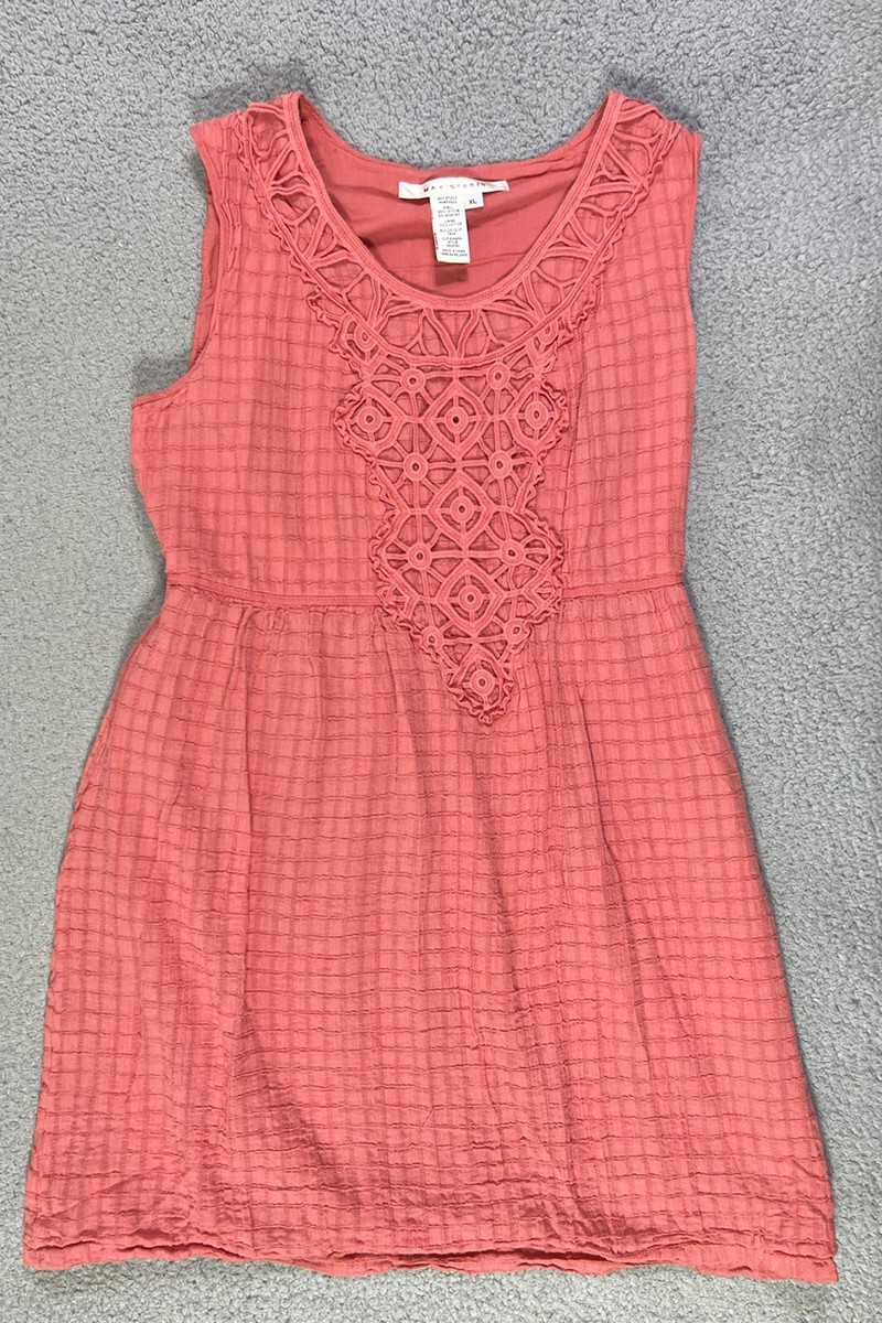 Max Studio Cotton Maxi Dress Summer Pink Sleeveless Womens Size XL