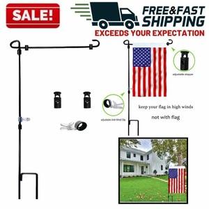 Garden-Flag-Pole-Stand-Metal-Stopper-Holder-Outdoor-Decorative-Bracket-Banner