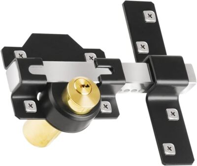 2 Inch Black Rim Lock Double Locking Bolt With 5 Keys Weather Resistant Durable