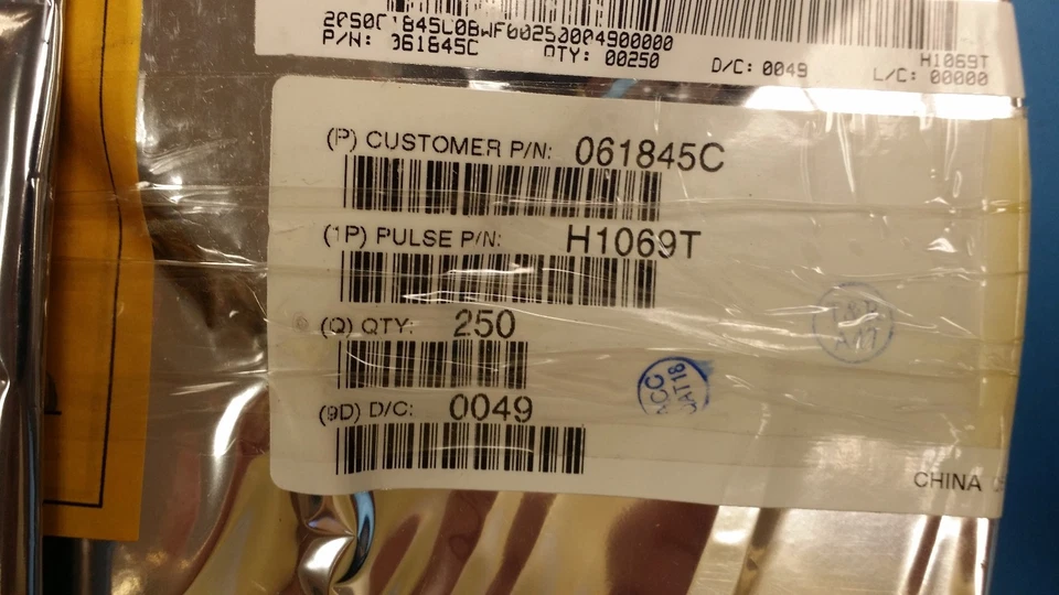 (2 PCS) H1069T Telecom Transformer 2:1/1:1 1500Vrms -0.5dB Surface Mount - Image 3 of 4