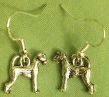 TERRIER DOG EARRINGS, Medium - Pewter w/SS Ear Wires SCHNAUZER AIREDALE WIRE FOX