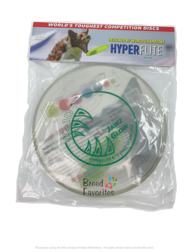 Hyperflite Glow in the Dark JAWZ Dog Frisbee Disc Large 8 3/4" - Afbeelding 1 van 2