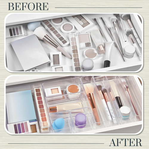 Simplesort 10-Piece Stackable Clear Drawer Organizer Set | Multi-Size Trays | Ma - Picture 6 of 8