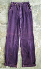 Vintage Robin Ross Corduroy Mom Pants 24x30 Dark Purple High Waist Wide Cuffed