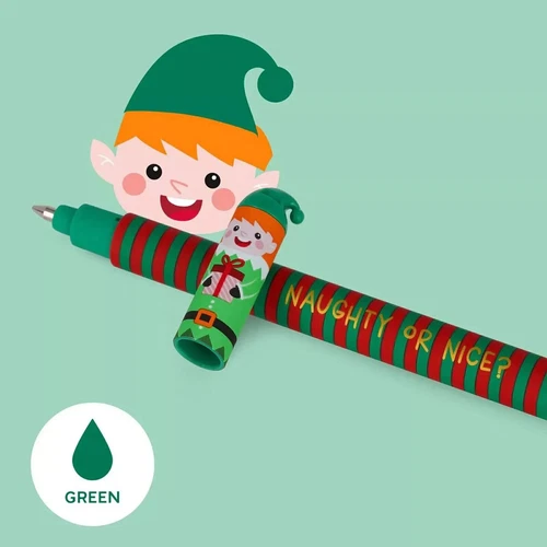 Neu Legami Set Weihnachten mit 3 löschbaren Gelstiften Santa Claus Reindeer Elf - Bild 6 von 10