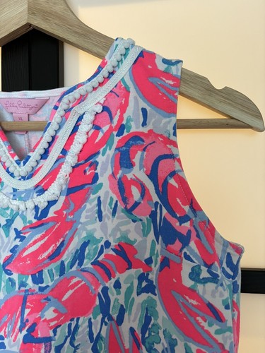 Lilly Pulitzer Dress Girl XL 12 Cosmic Coral CRACKED UP MINI HARPER Shift Resort - Picture 9 of 21