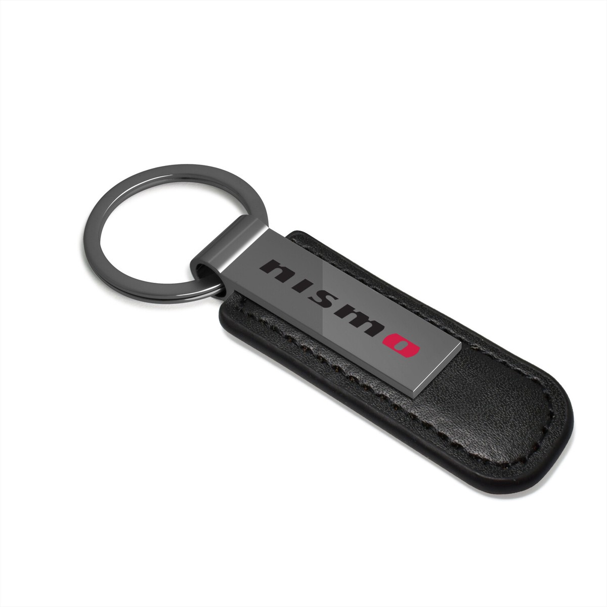 for Nissan NISMO Gunmetal Gray Metal Plate Black Leather Strap Key