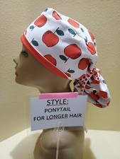 Apples Women's Ponytail Surgical Scrub Hat/Cap Handmade