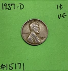 1937 D Lincoln Wheat Cent / Penny 1c VF Very Fine
