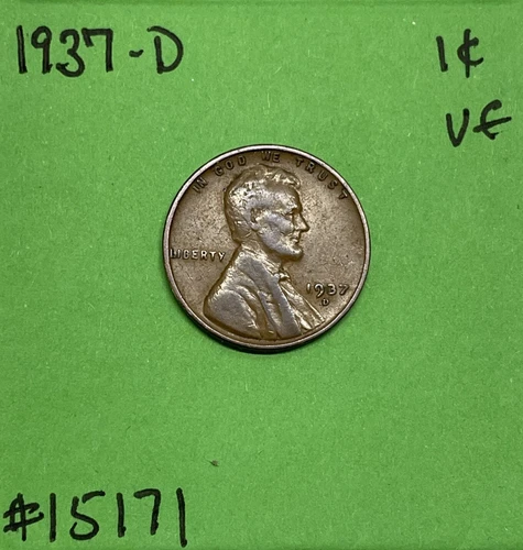 1937 D Lincoln Wheat Cent / Penny 1c VF Very Fine