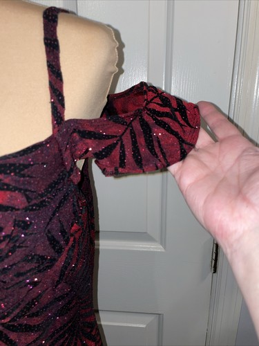 Vintage Rampage CDC Petites Ruched Bust Red & Black Dress Sparkle Size 10 - Picture 3 of 13
