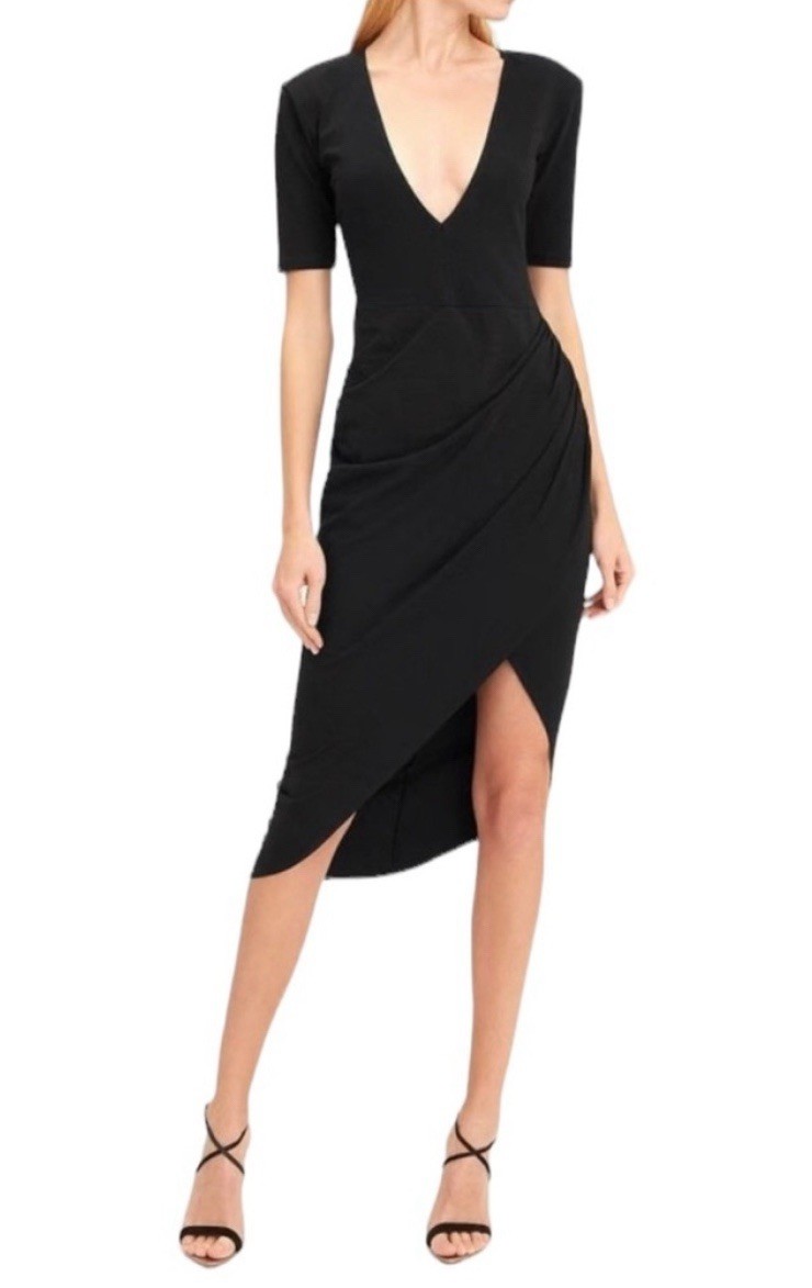 Fleur Du Mai Authentic Solid Black V Neck Plunge … - image 2