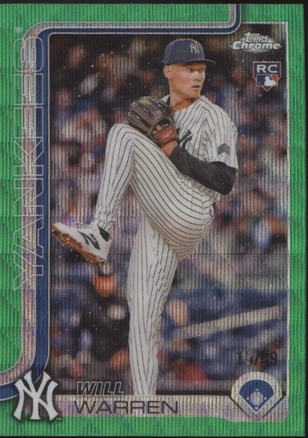 Will Warren 2025 Topps Chrome Green Wave Refractor RC 15/99 #81