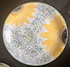 Poole Pottery -  Vincent Sunflower - Blue Yellow Dinner Plate - Vintage