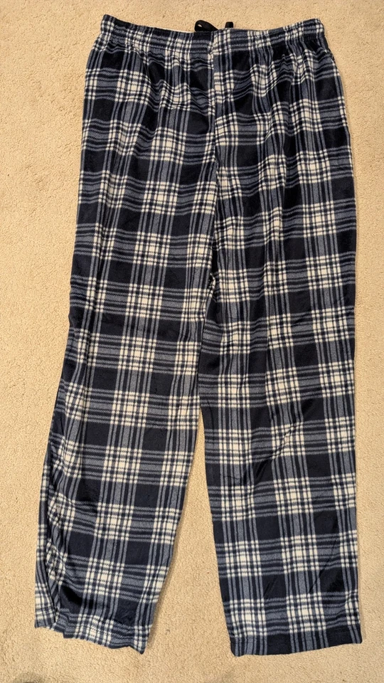 Stafford Sleep Pants Mens Large NavyPlaid Soft Fleece Regular Fit New - Image 2 of 4
