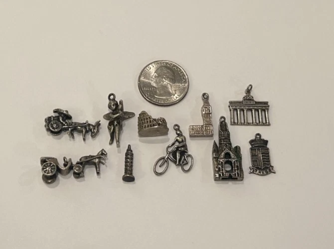VTG Sterling Silver Lot of 10 Charm Bracelet Pendants 31.4 Grams - Image 2 of 2