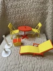 Vintage ARCO TOYS Fashion Doll Barbie Pool Patio Playset Yellow Orange Chairs +