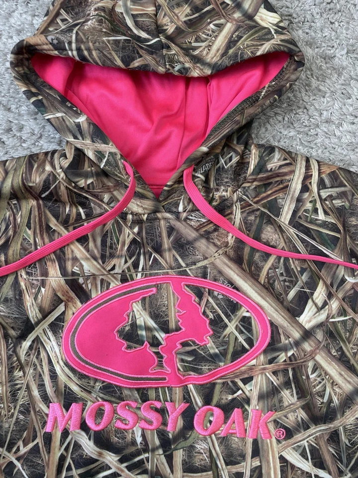 Mossy Oak Hoodie Youth Small Camo Pink Logo Pullover Sweatshirt 100% Polyester - Image 4 of 4