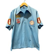 Vintage Hilton Bowling Shirt 70's Made in USA 200 Club Patches Blue Mens XL