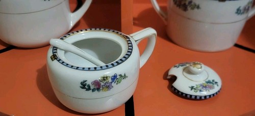 Vintage Noritake Sheridan 3 Piece Sugar Bowl Tea Set with Lid & Spoon - Picture 6 of 10