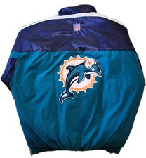 Vintage 90s Starter Miami Dolphins NFL Pro Line Jacket Large Teal Puffer Coat