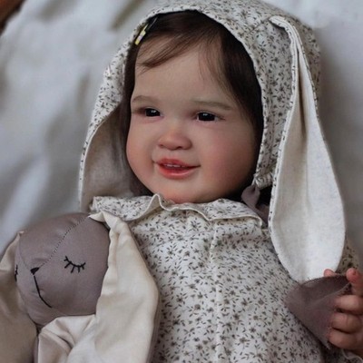 26in Cute Toddler Girl Handmade Finished Reborn Baby Doll Rooted Hair Cloth Body