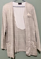 Light Beige Plaid Long Sleeve Suit Jacket