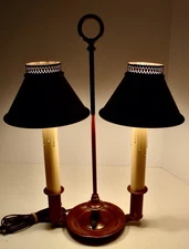 Vintage Leviton 1940's Red & Gold Double Branch Toleware Lamp Great Design