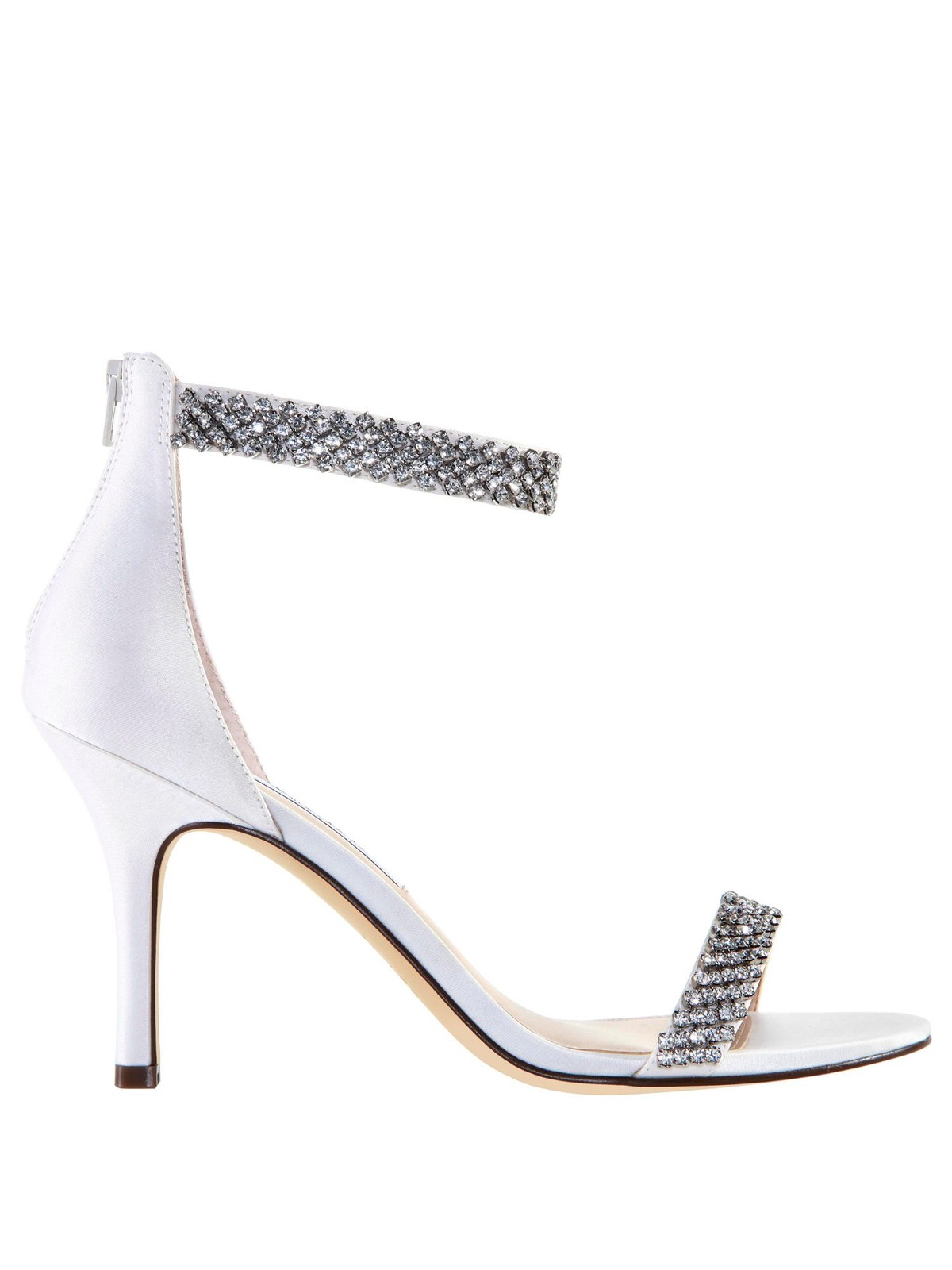 NINA Womens White Rhinestone Vauna Almond Toe Stiletto Leather Heeled Sandal 6 M 7990₽