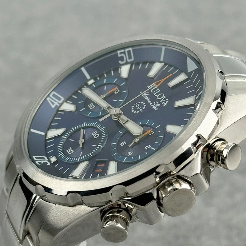 Bulova Marine Star 96B256 Blue Dial Men's Quartz Watch Stainless Steel 43mm - Image 3 of 4