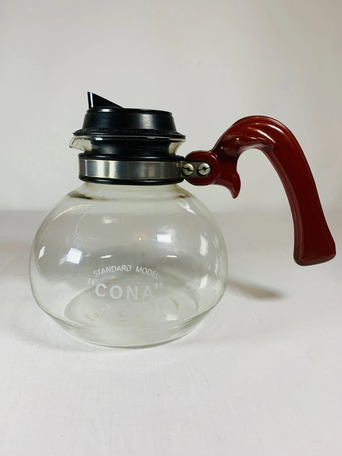 Vintage CONA Glass Coffee Jug Carafe British Made Red Handle Vacuum Coffee Pot