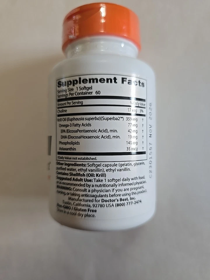 Doctors Best Aceite de Krill 60 unidades Omega 3 Suplemento Foto 2 de 3