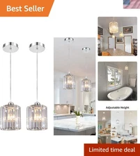 Set of 2 Silver Crystal Pendant Lights - Elegant Mini Chandeliers for Any Room