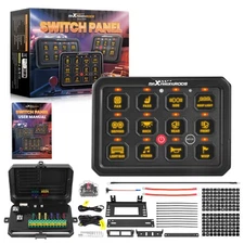 12 Gang Touch Panel For 4WD Truck Car Marine RGB Backlight Switch Control 80A