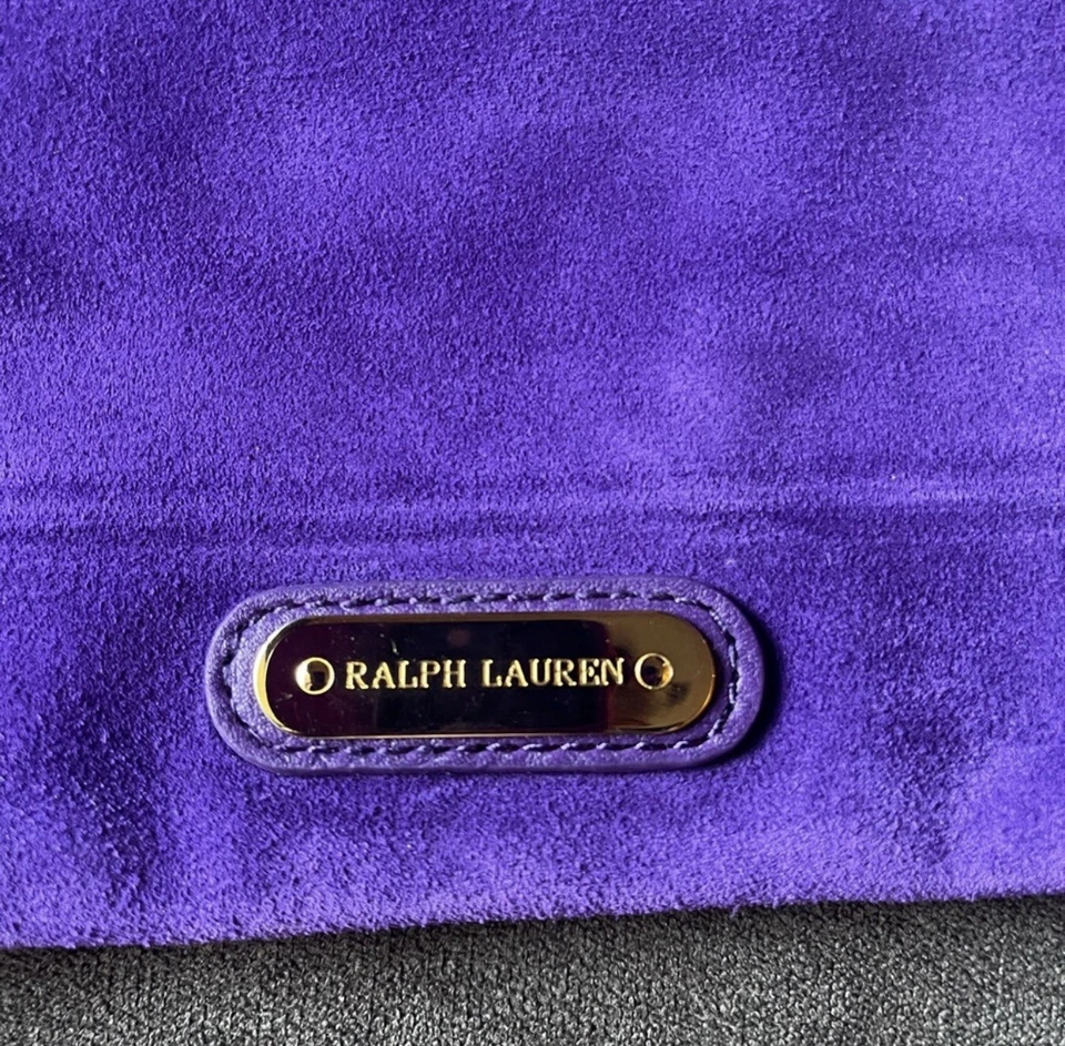 Bandolera/bolso de mano plegable de gamuza púrpura Ralph Lauren Foto 2 de 4