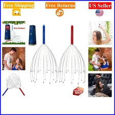 20-Finger Scalp Massager with Adjustable Prongs, Red & Blue, Handheld