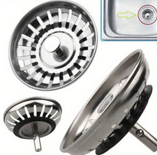 Stainless Steel Replacement Kitchen Sink Drain Strainer Drainer Waste Plug UK