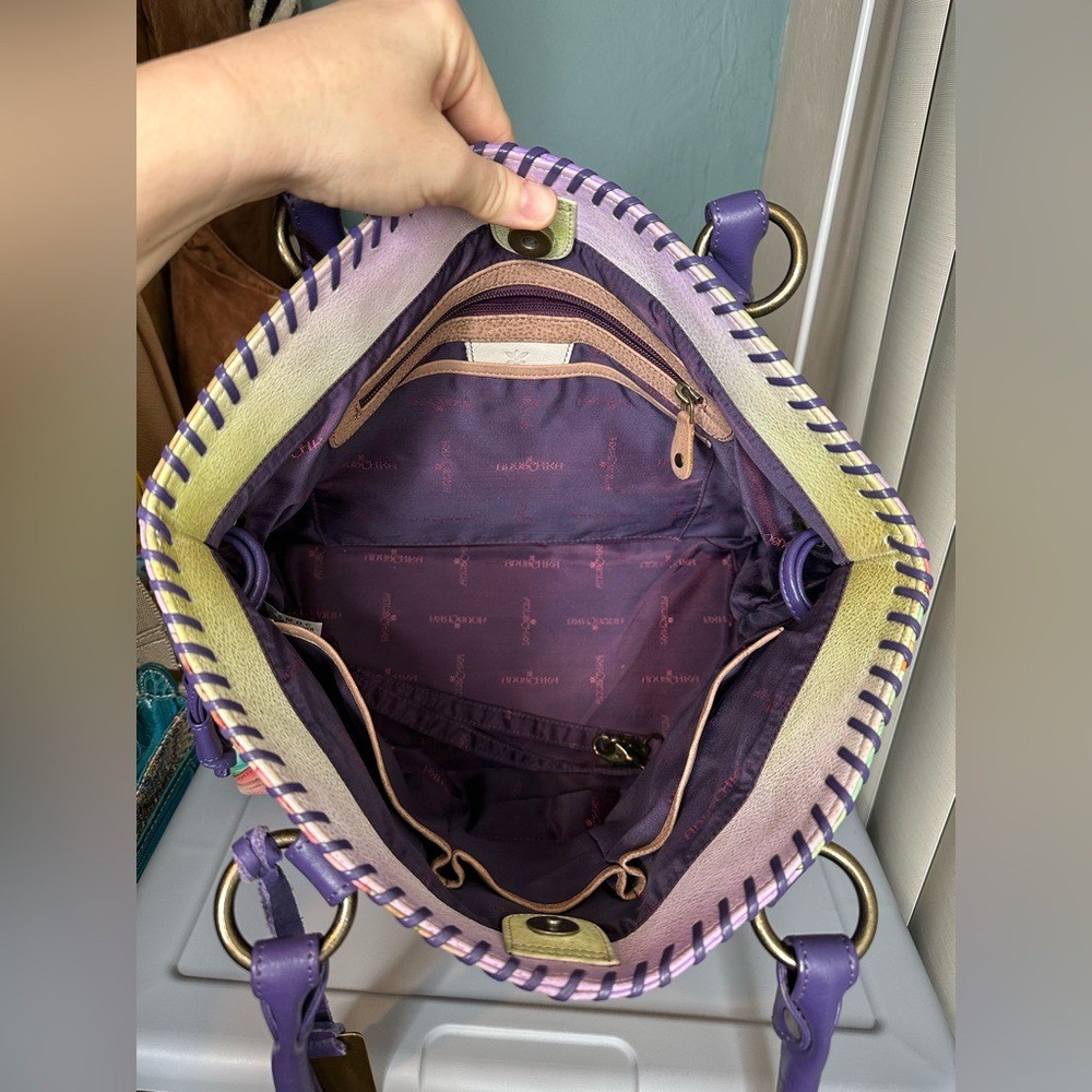 Anuschka Hand Painted Genuine Leather Featuring Hummingbird Floral Tote Bag.