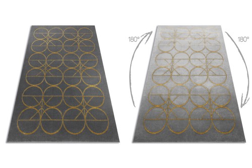 Exclusive Modern Rug "EMERALD" stylish glamour circles GREY / GOLD High Quality - Picture 2 of 6